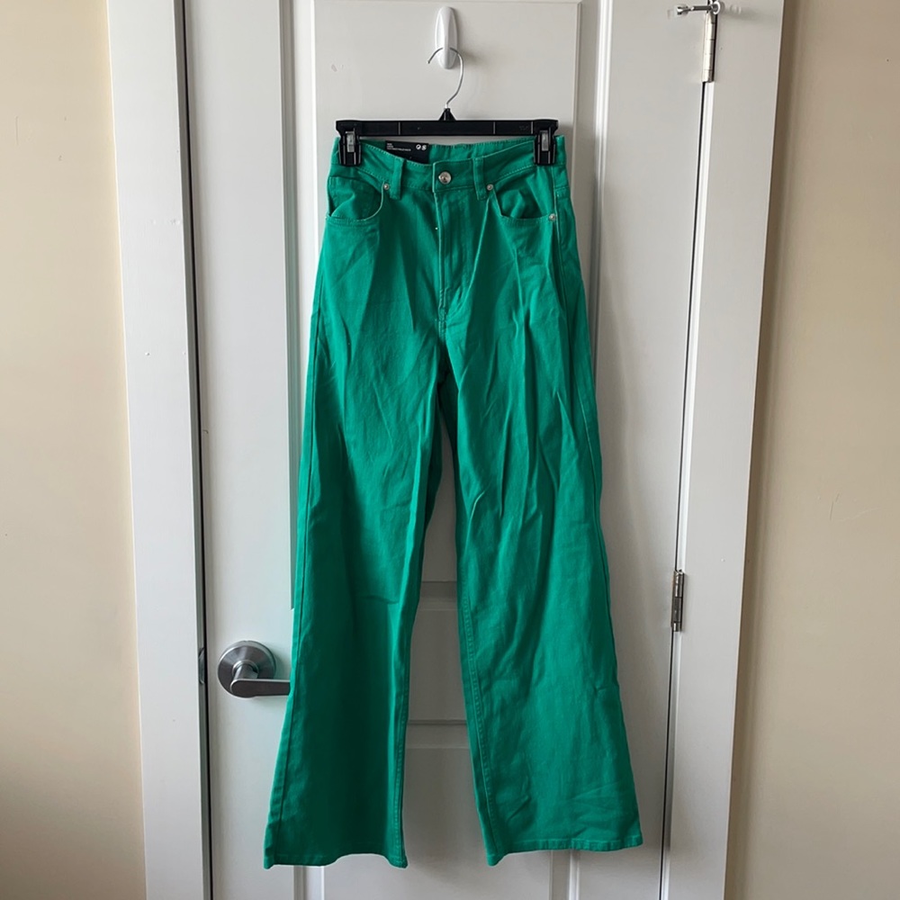 H&M Kelly Green Wide leg Jeans
